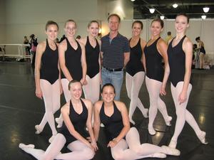 Theatre of Ballet Arts dancers pose with one of their instructors, Sabirjan (Sasha) Yapparov, at the recent Southeastern Regional Ballet Association conference.