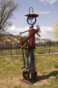 Artist Erik Bennett used a variety of parts and pieces to create "Banjo Man."