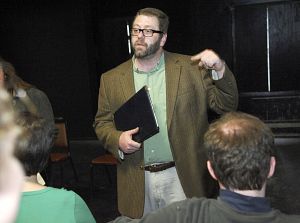 Don LaPlant, an Emory & Henry College theater professor, took part in a fundraiser for a Roanoke theater that involved creating a play overnight. (Photo by Earl Neikirk|Bristol Herald Courier)