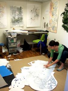 Crystal Wagner works in her studio in the Emporium Center in Knoxville, Tenn.