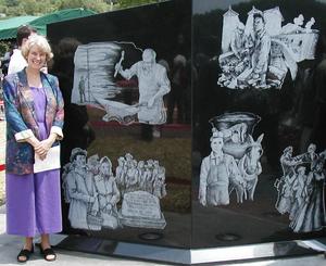 For the Coal Miners' Memorial Project in Richlands, Va. (2003), Ellen Elmes co-designed and created drawings for etchings on the granite walls.