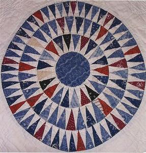 An 8'x8' wooden version of this red, white and blue quilt square is installed on the Church Street side of the James-Ben Art Center in Greeneville, Tenn.