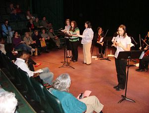 With an audience of more than 50 people at Barter Theatre's Stage II, local college students read aloud from "The Heart is a Lonely Hunter." (Photo courtesy Bristol Herald Courier)