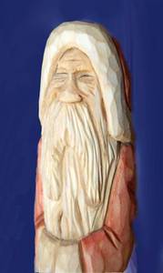 Blake Lunsford's woodcarved Santas scored high in the Whittling Contest.