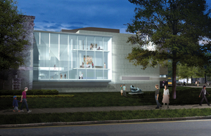 Passersby will soon marvel at three brightly lit floors of art and activity through a 40-foot glass wall of the McGlothlin Wing, expected to open May 1, 2010. The new wing alone will be larger that any other art museum in the state. It is the jewel in the crown of a $150 million expansion program, the largest in VMFA's history. (Rendering by Rick Mather Architects)