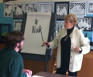 Artist P. Buckley Moss visited with art students at Virginia High School. 