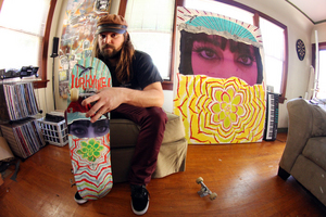 Brian Clinebell says, "Skateboarding had a big effect on my art because that was what I wanted to do - design things that involved skateboarding." He is also the lead singer of the San Diego-based rock band known as The Kabbs.