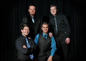 Members of the barbershop quartet Full Scale will display their talent at a district competition.