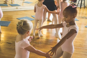 Jacey Clark prepares to dance with her class partner in the Pre-Ballet class at Bristol Ballet.