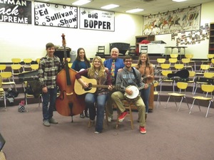 Seated left to right: Ashley Tragler and Caleb Hardin; standing from left to right:  Daniel Osborne, Bella Bane, Bandy Brownlee and Annie Osborne.