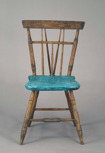 This Windsor-style chair from the Devault Tavern is on exhibit at Colonial Williamsburg, Virginia. A matching one is at the Museum of Early Southern Decorative Arts, Winston-Salem, North Carolina.