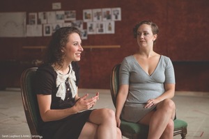 Sarah Laughland (left) and Ashley Campos (right) discuss their roles in "Chicago." (photo by Billie Wheeler)