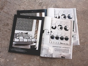 Lindsey Rogers' black and white ceramic pieces were featured in Martha Stewart Living.