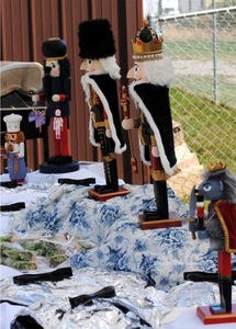 Nutcrackers stand guard over the dessert table.