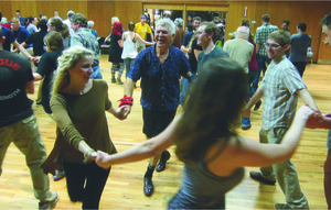 Contra dancers enjoy dancing and friendship at the Historic Jonesborough Dance Society's events, which are  held twice monthly at the Jonesborough Visitors Center.