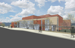 An artist's rendering of the James C. and Mary B. Martin Center for the Arts.