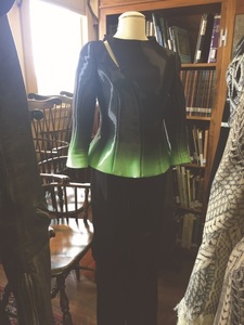 This Giorgio Armani haute couture jacket waits in William King Museum of Arts' library before being moved into the gallery. The outfit was made specifically for Fran Keuling-Stout. "Dressed by Design" is on exhibit until March 18.