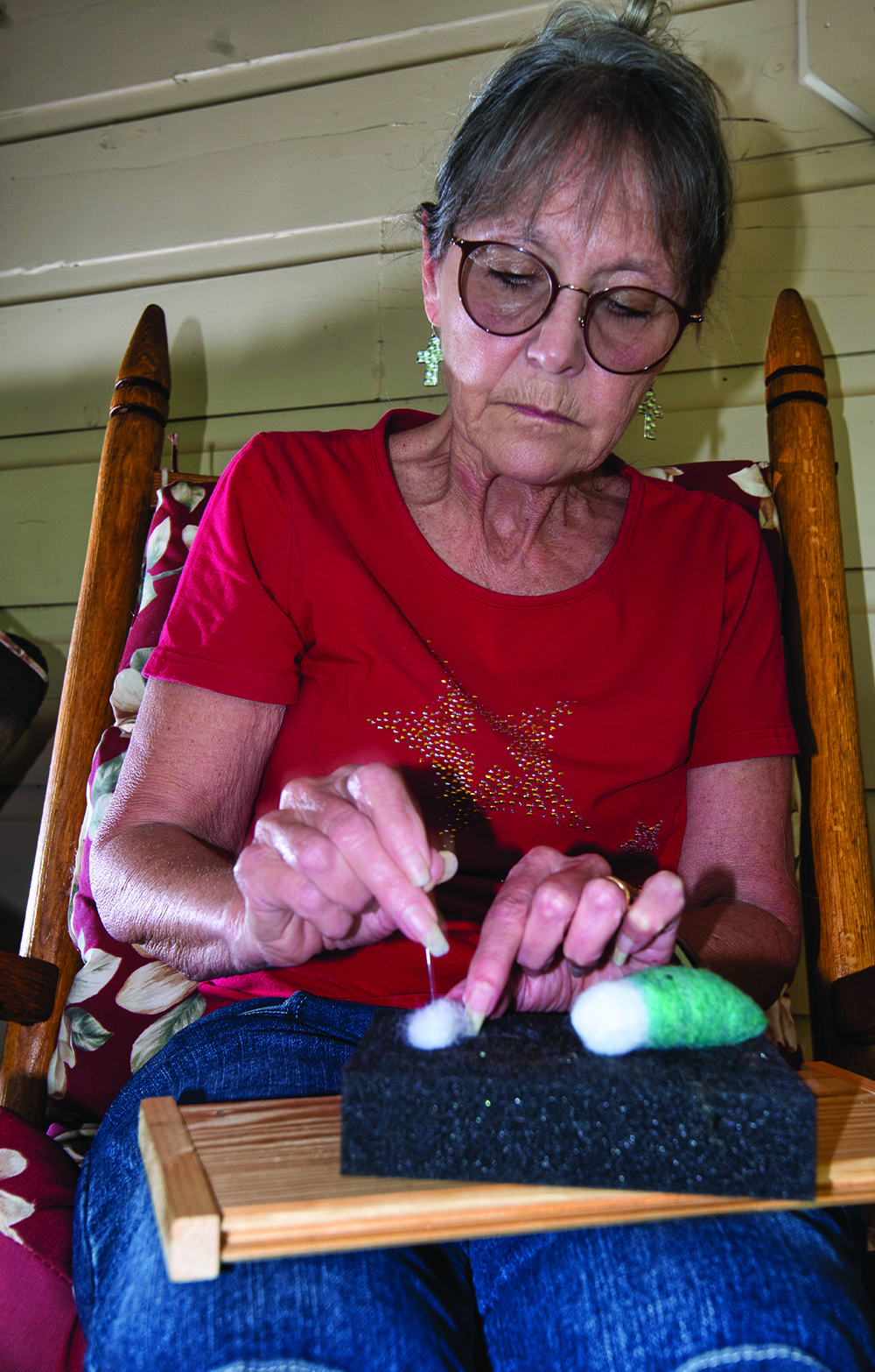 Susan Melkowski works with her felting needles.