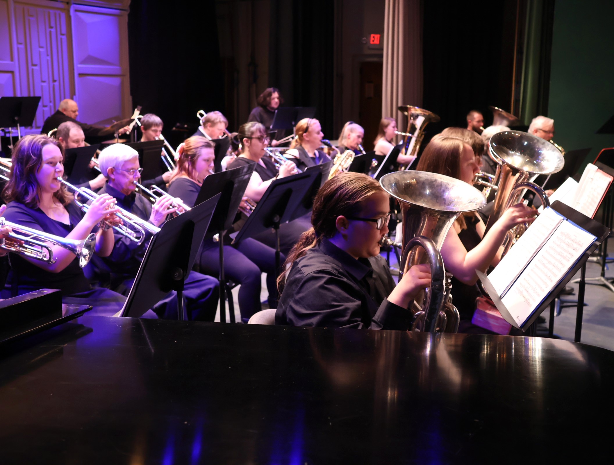 The Tusculum University Community Band practices before its performance in February