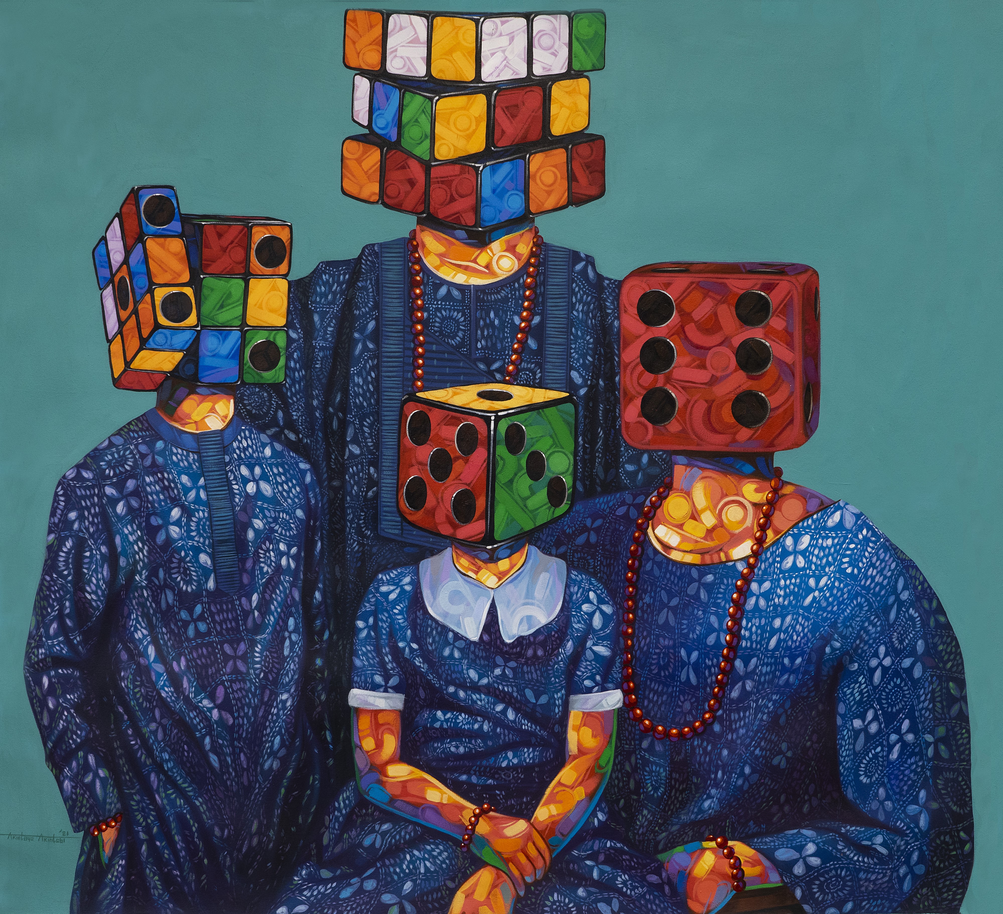 This painting 'Ethos' is one of the paintings in Akintayo Akintobi's exhibit.